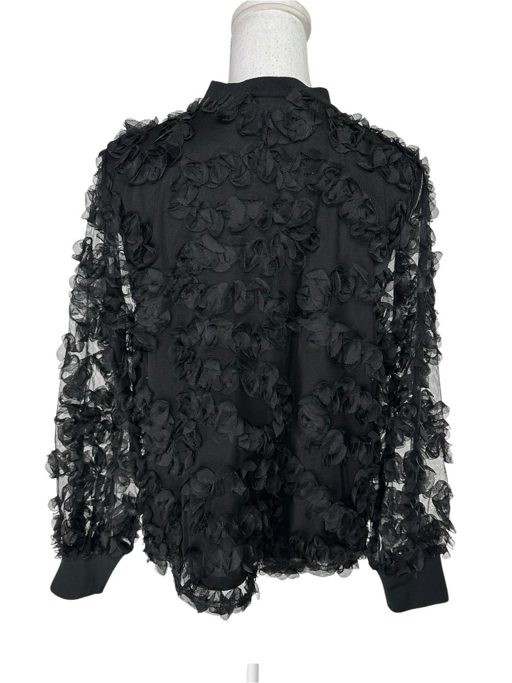 A LOVE STORY / Black Lace & Sheer Textured Top  / Extra Large / Whimsigoth Fairy - Picture 4 of 7